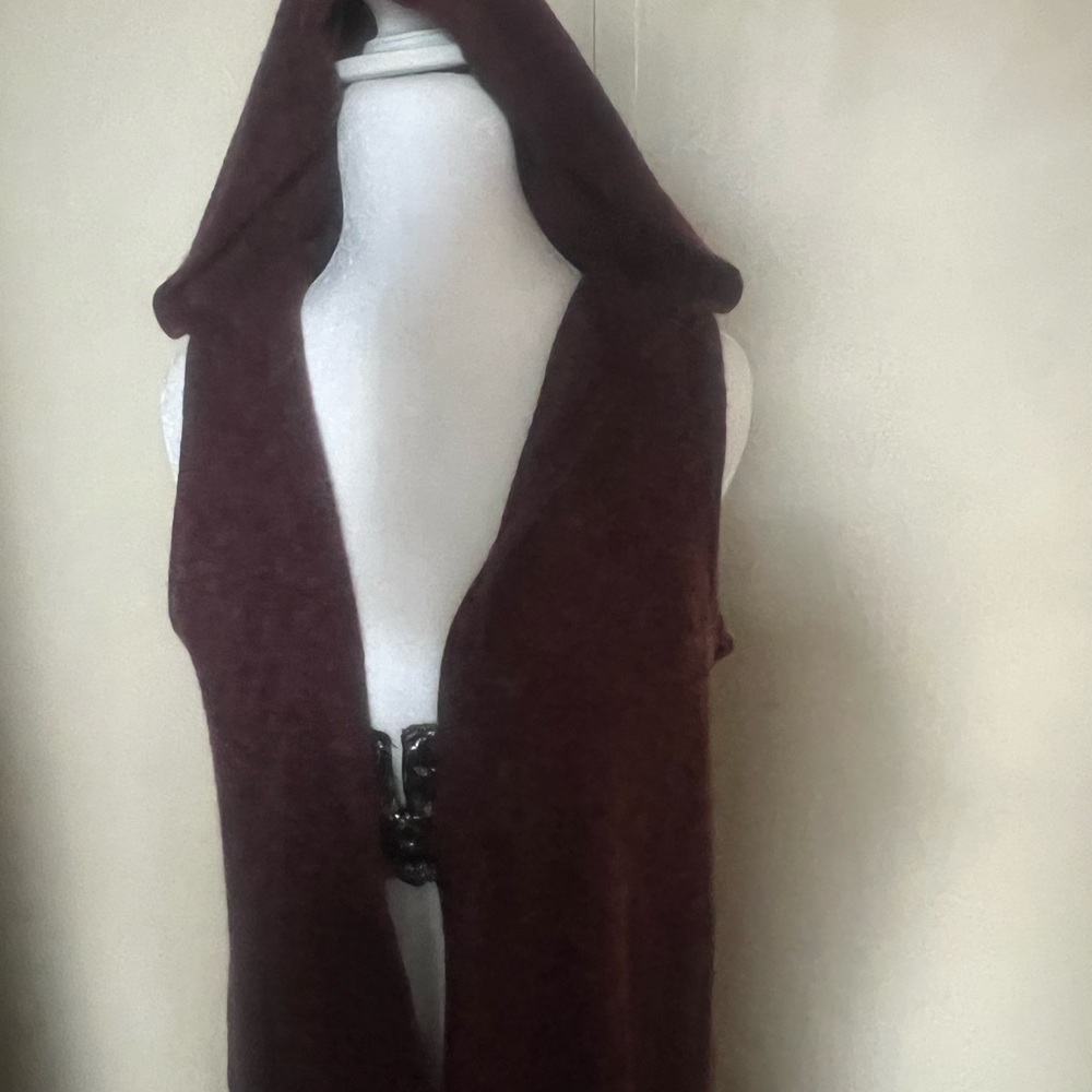 Papermoon Burgundy Sleeveless Hooded Vest angora